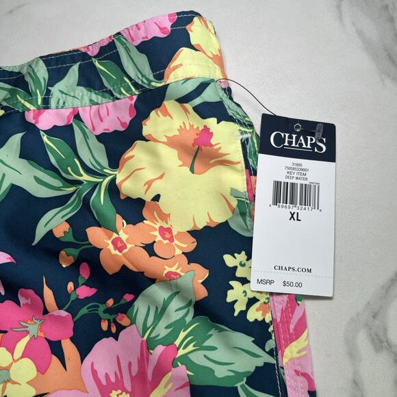 Men's Swim Shorts Swimming Trunks Beach Board Swimwear Lined NWT Chaps Tropical - Picture 2 of 12